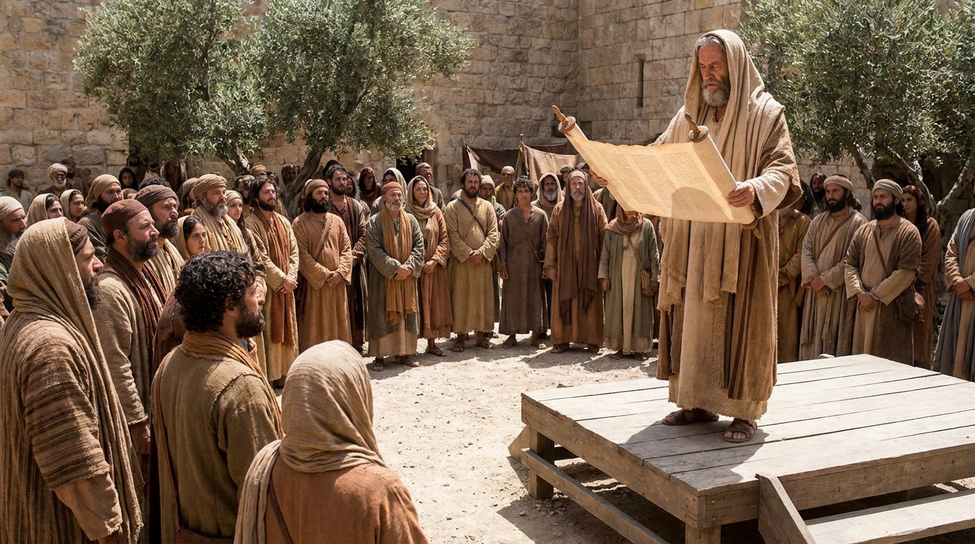 Esdras lendo a Lei ou a reconstrução do Templo